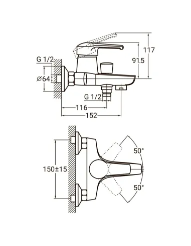 Смеситель для ванны Aquatica HM-1C131C, литой - 5