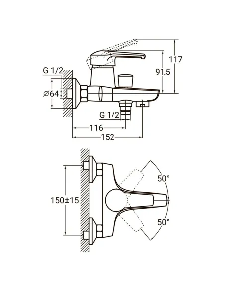 Смеситель для ванны Aquatica HM-1C131C, литой - 5