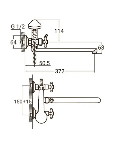 Смеситель для ванны Aquatica PL-5C255C (350 мм, дивертор встроенный шаровый) - 5
