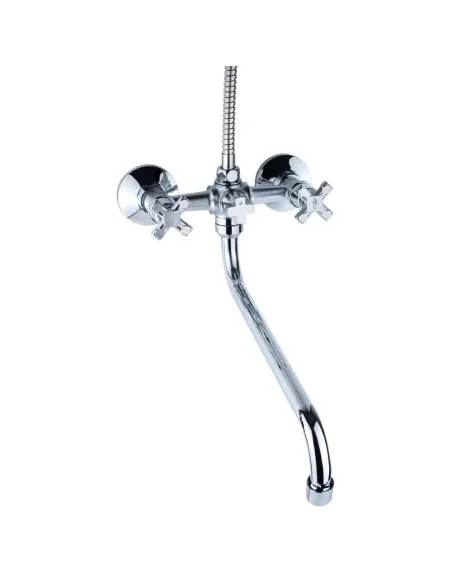 Змішувач для ванни Aquatica QN-2C458C (гус вигнутий, дивертор вбудований кульовий) - 4