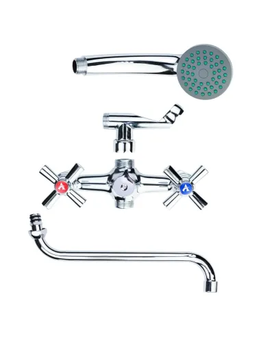 Змішувач для ванни Aquatica PM-2C457C (гус вигнутий, дивертор вбудований картриджний) - 3