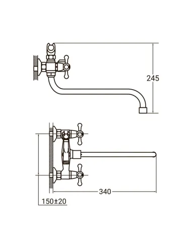 Змішувач для ванни Aquatica PM-2C457C (гус вигнутий, дивертор вбудований картриджний) - 5