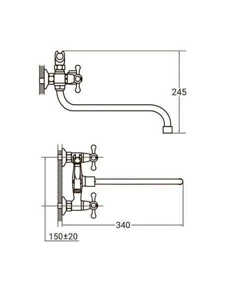 Змішувач для ванни Aquatica PM-2C457C (гус вигнутий, дивертор вбудований картриджний) - 5