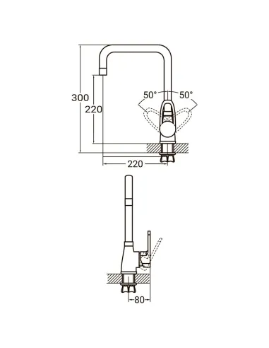 Смеситель для кухни Aquatica HL-4B230C, 35 мм, гайка - 4