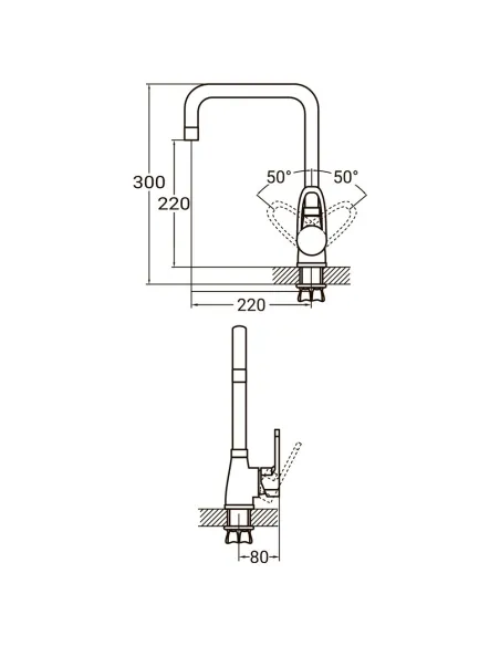 Смеситель для кухни Aquatica HL-4B230C, 35 мм, гайка - 4