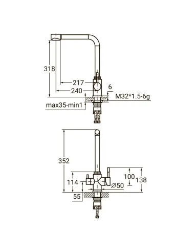 Змішувач для кухні Aquatica KT-4B770P (35 мм, гайка, нержавіюча сталь, під фільтр) - 2