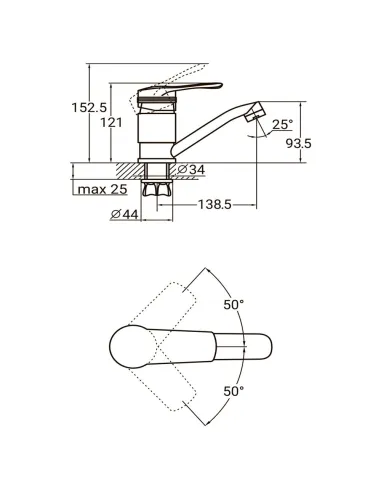 Смеситель для кухни Aquatica MD-1B141C, 40 мм, гусак 150 мм, гайка - 4