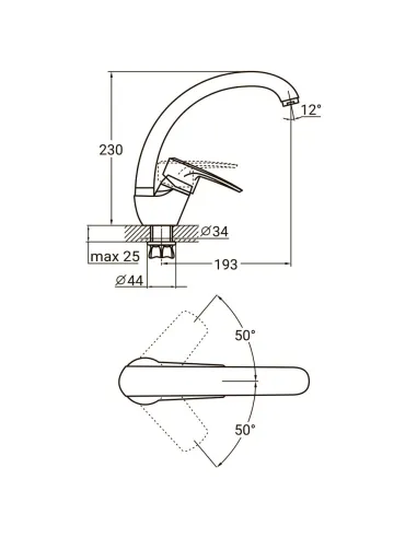Змішувач для кухні Aquatica ML-4B141C (40 мм, гайка) - 3