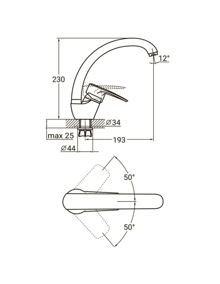 Змішувач для кухні Aquatica ML-4B141C (40 мм, гайка) - 3