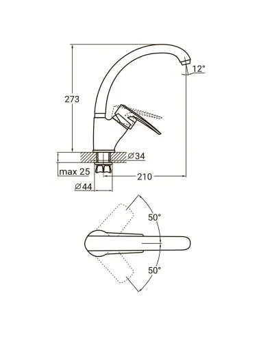 Смеситель для кухни Aquatica ML-4B441C (40 мм, гайка) - 4