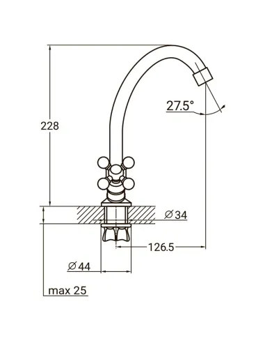 Смеситель для кухни Aquatica QM-1B159C (гайка, эконом, кратно 2 шт) - 3