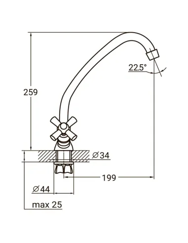 Смеситель для кухни Aquatica PM-1B157C, гайка, эконом, кратно 2 шт - 3