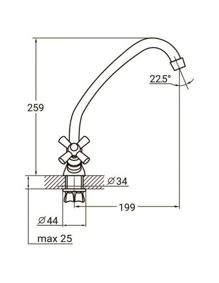 Смеситель для кухни Aquatica PM-1B157C, гайка, эконом, кратно 2 шт - 3