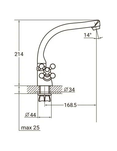 Змішувач для кухні Aquatica PL-4B255C (гайка) - 4