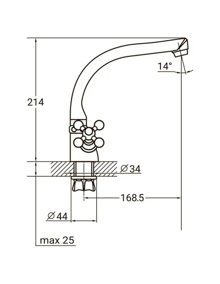 Змішувач для кухні Aquatica PL-4B255C (гайка) - 4