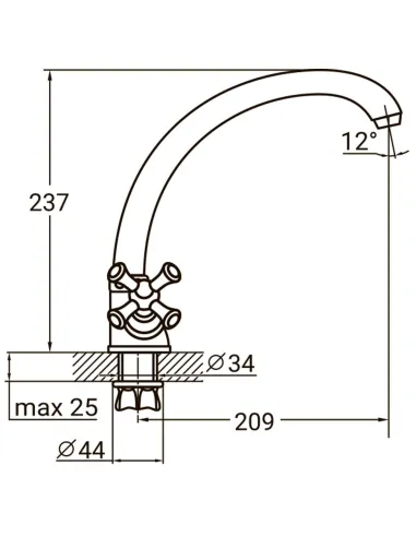 Змішувач для кухні Aquatica PL-4B155C (гайка) - 4