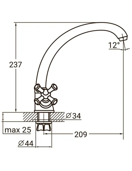 Змішувач для кухні Aquatica PL-4B155C (гайка) - 4