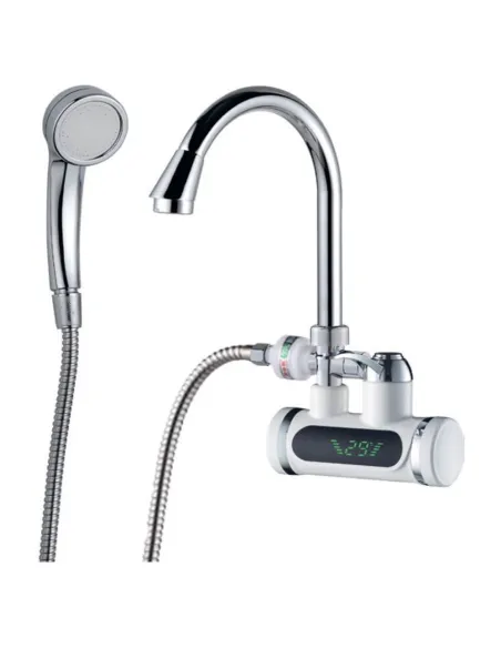 Смеситель для ванны с проточным водонагревателем Aquatica JZ-7C141W, 3.0 кВт, 0,4-5 бар, гусак ухо, настенный - 1