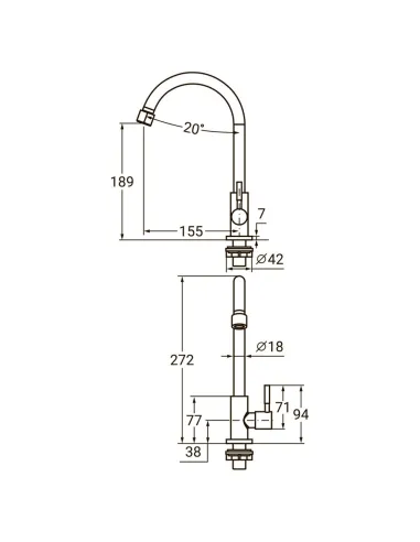 Монокран для умывальника Aquatica KT-1G170P (гайка, нержавейка) - 2