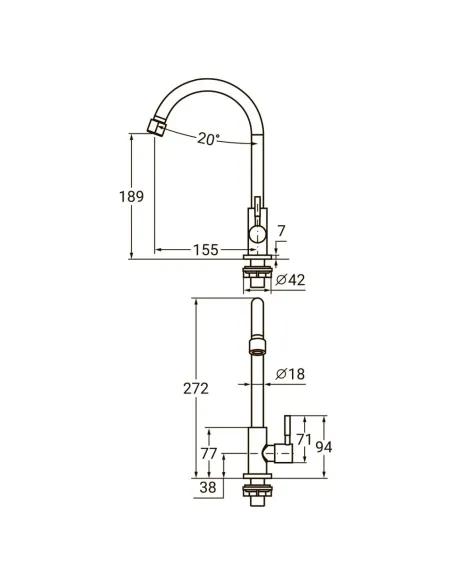 Монокран для умывальника Aquatica KT-1G170P (гайка, нержавейка) - 2