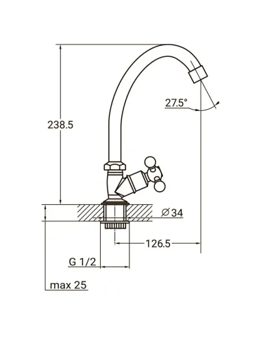 Монокран для умывальника Aquatica QM-1G159C, гайка, вентильный, кратно 3 шт - 3