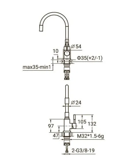 Змішувач для кухні Aquatica KT-4B570P (35 мм, гайка, нержавіюча сталь, гусак силіконовий) - 2