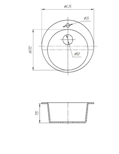 Мойка кухонная каменная круглая Romzha Eva Avena 501, 475x475x175 мм - 1