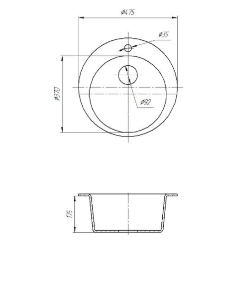 Мойка кухонная каменная круглая Romzha Eva Avena 501, 475x475x175 мм - 1