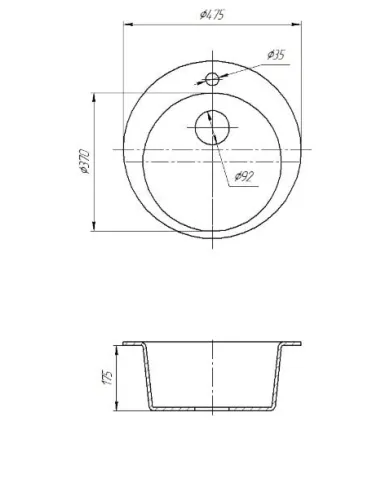 Мойка кухонная каменная круглая Romzha Eva Grafit 201, 475x475x175 мм - 1