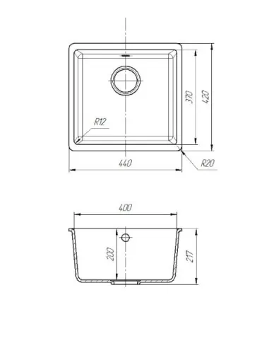 Мийка кухонна кам`яна квадратна Romzha Mira U-400 Piesok 301, 440x420x217 мм - 2