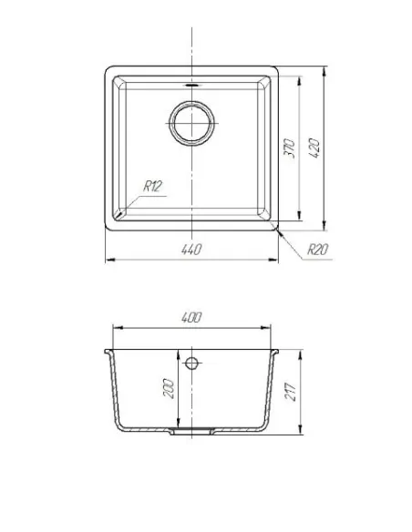 Мийка кухонна кам`яна квадратна Romzha Mira U-400 Piesok 301, 440x420x217 мм - 2