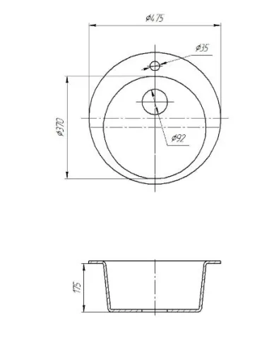 Мийка кухонна кам`яна кругла Romzha Eva Teracota 701, 475x475x175 мм - 1