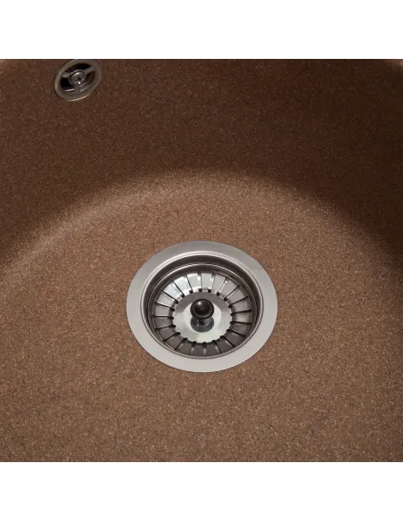 Мийка кухонна кам`яна кругла Romzha Eva Teracota 701, 475x475x175 мм - 3