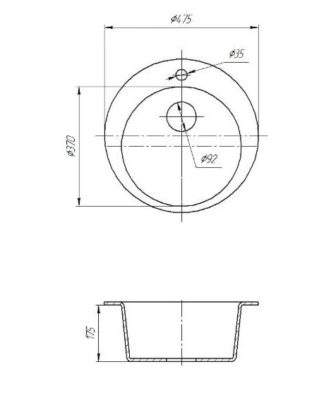 Мийка кухонна кам`яна кругла Romzha Eva Biela 101, 475x475x175 мм - 1