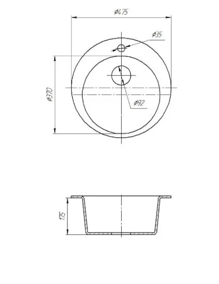 Мийка кухонна кам`яна кругла Romzha Eva Bezhvy 401, 475x475x175 мм - 1