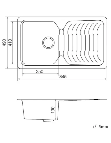 Мийка кухонна кам`яна Vankor Sigma SMP 02.85 Beige 845х490 мм, прямокутна, бежева - 4