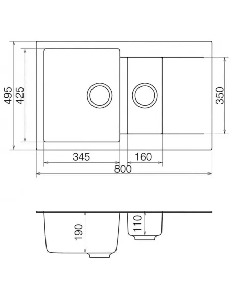Мойка кухонная каменная Vankor Orman OMP 04.80 Gray 785х490 мм, прямоугольная, серая - 1