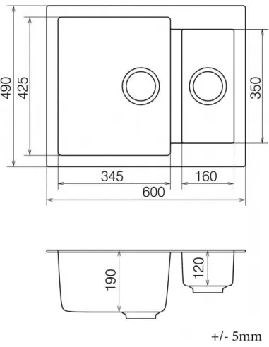 Мойка кухонная каменная Vankor Orman OMP 03.61 Beige 600х490 мм, прямоугольная, бежевая - 1