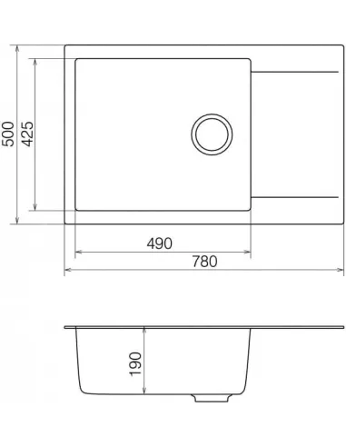 Мойка кухонная каменная Vankor Orman OMP 02.78 Black 765х480 мм, прямоугольная, черная - 1