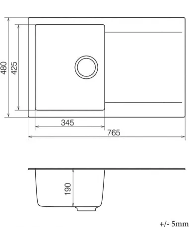Мойка кухонная каменная Vankor Orman OMP 02.78 Beige 765х480 мм, прямоугольная, бежевая - 4