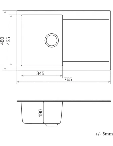 Мойка кухонная каменная Vankor Orman OMP 02.78 Beige 765х480 мм, прямоугольная, бежевая - 4