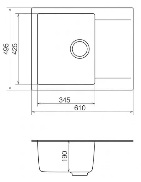 Мийка кухонна кам`яна Vankor Orman OMP 02.61 Gray 585х480 мм, прямокутна, сіра - 3