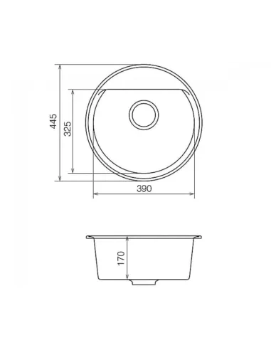 Мойка кухонная каменная Vankor Easy EMR 01.45 Beige 445х445 мм, круглая, бежевая - 2