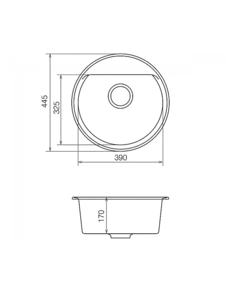 Мойка кухонная каменная Vankor Easy EMR 01.45 Beige 445х445 мм, круглая, бежевая - 2