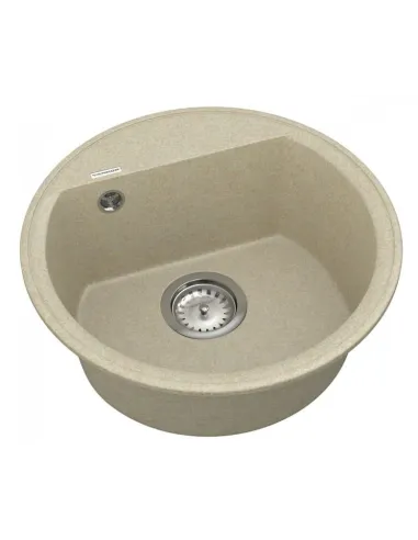 Мойка кухонная каменная Vankor Easy EMR 01.45 Beige 445х445 мм, круглая, бежевая - 3