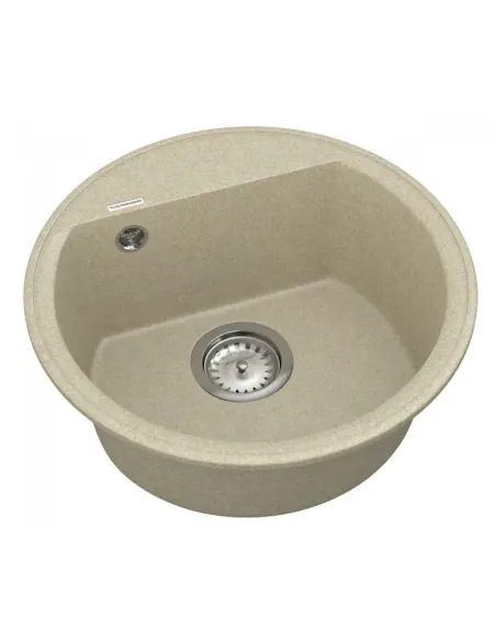 Мойка кухонная каменная Vankor Easy EMR 01.45 Beige 445х445 мм, круглая, бежевая - 3