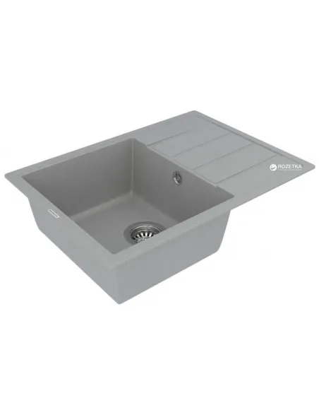 Мойка кухонная каменная Vankor Easy EMP 02.62 Gray 610х435 мм, прямоугольная, серая - 3