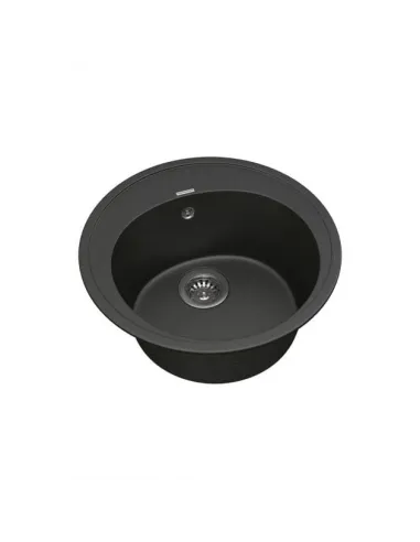 Мийка кухонна кам`яна Vankor Sity SMR 01.50 Black 495х495 мм, овальна, чорна - 2