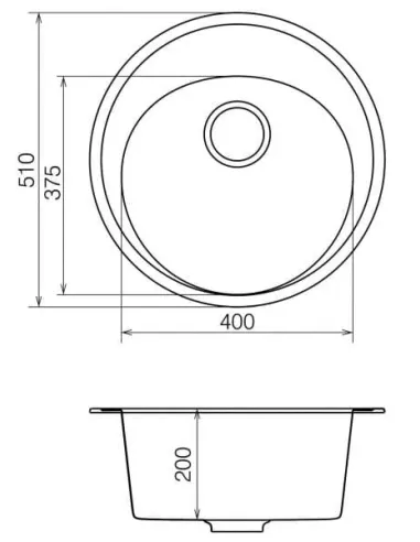 Мойка кухонная каменная Vankor Sity SMR 01.50 Gray 495х495 мм, овальная, серая - 2