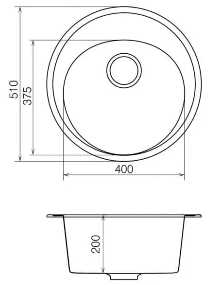 Мойка кухонная каменная Vankor Sity SMR 01.50 Gray 495х495 мм, овальная, серая - 2